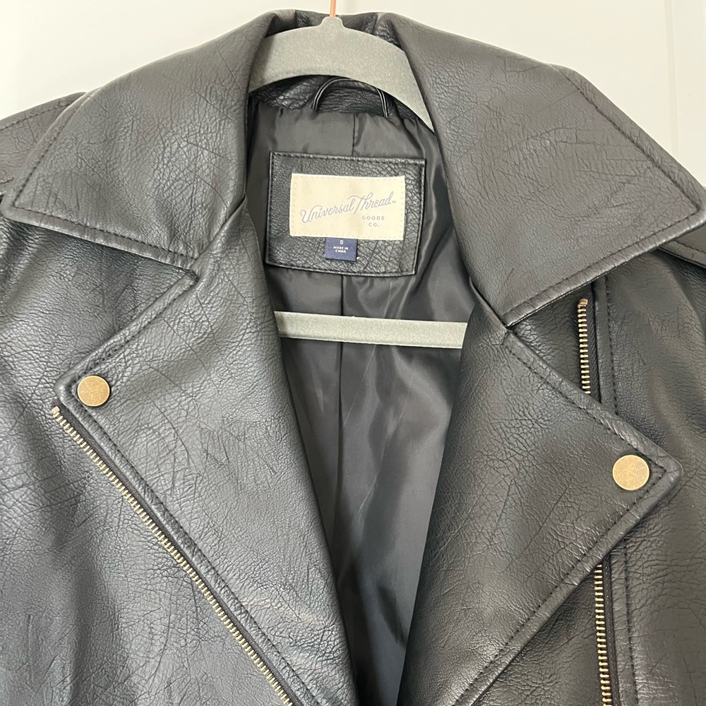 Universal Thread Small Black Leather Jacket with … - image 4